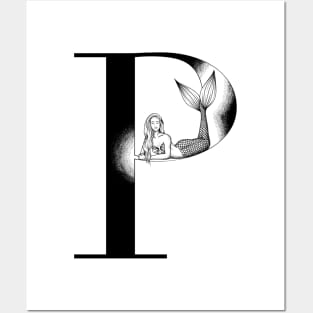 Mermaid Monogram P Posters and Art